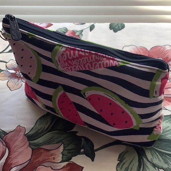 Cosmetic bag by ThirtyOne NWOT watermelon detail. Zipper compartment pin… - Picture 7 of 7